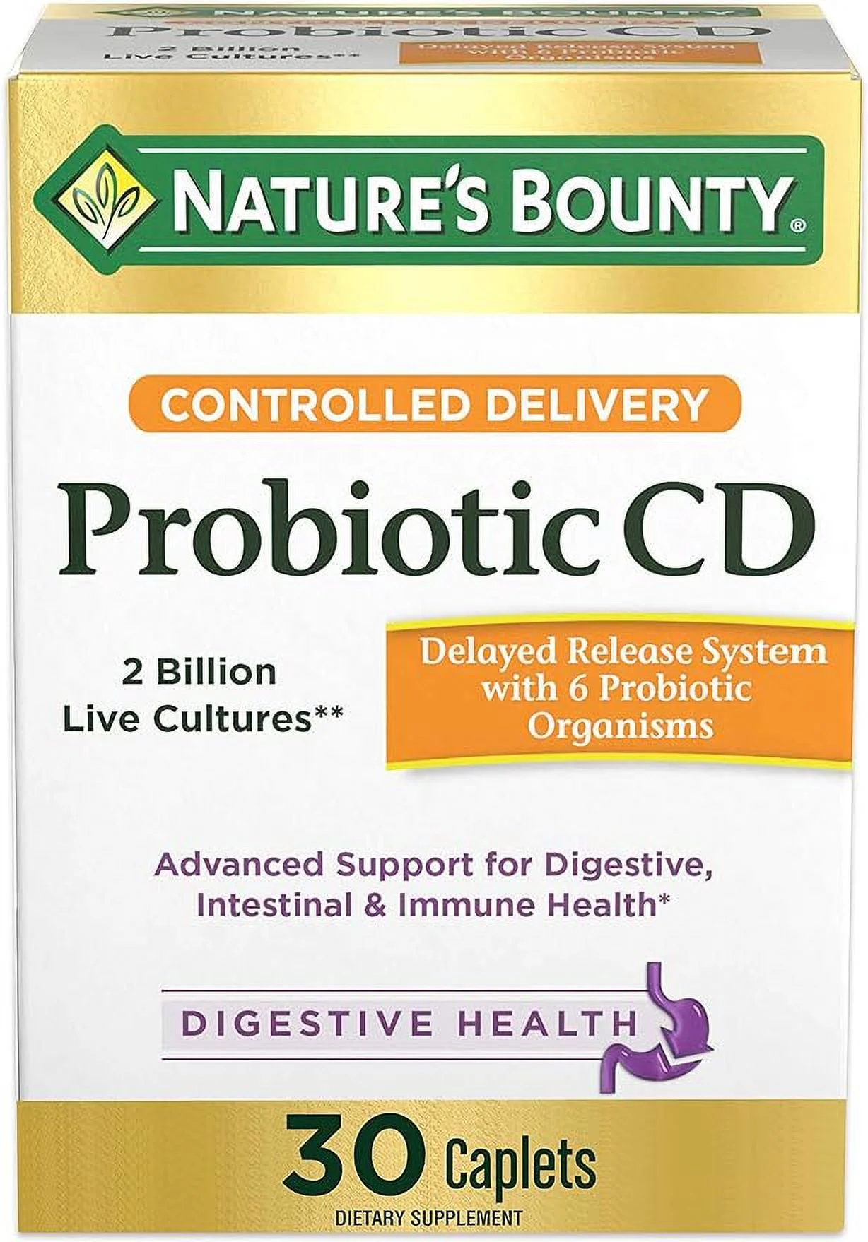 Nature's Bounty Controlled Delivery Probiotic, Dietary Supplement, Advanced Support for Digestive, Intestinal and Immune Health, 30 Caplets