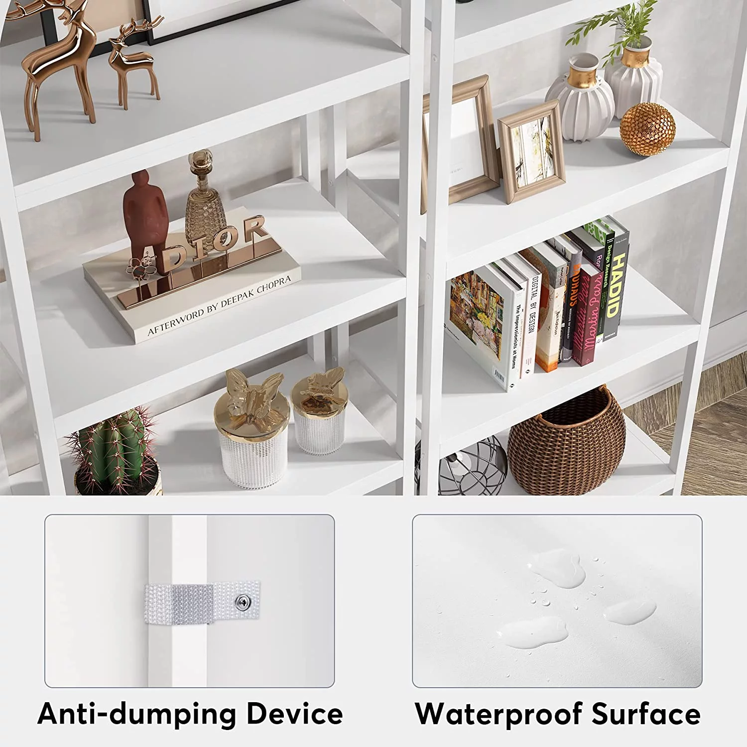 Tribesigns 70.8 inches Bookcase, Industrial 4 Shelves Wood Open Bookshelf, White