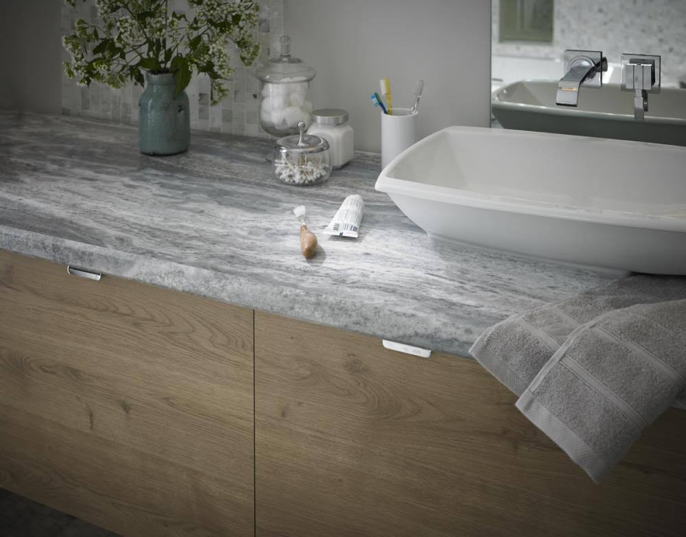 Formica Brand Laminate 180fx 48-in W x 96-in L Fantasy Marble Scovato Laminate Sheet in Gray | 9302-34-48X96-000