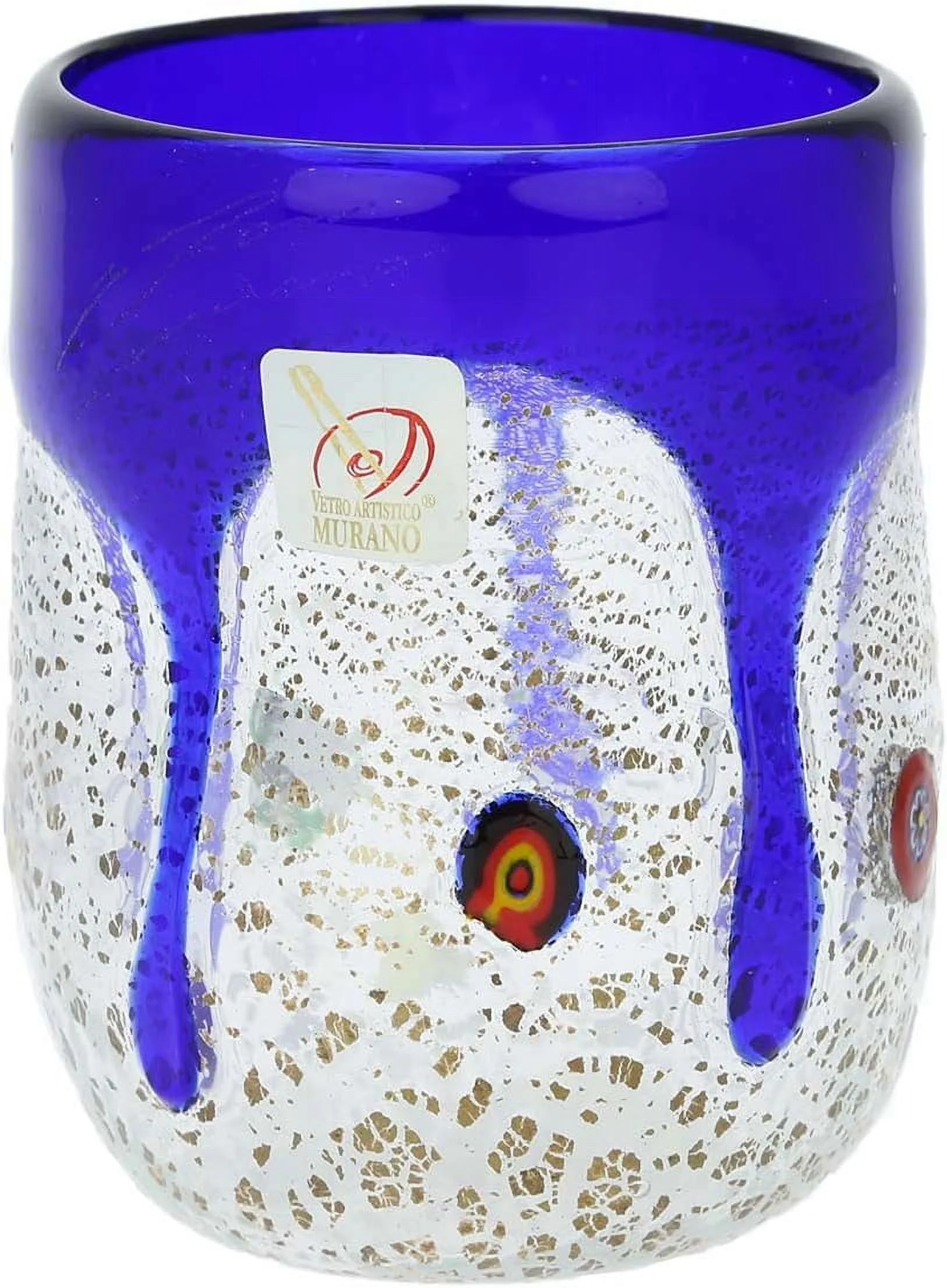 Murano Drinking Glass - Silver Mosaic