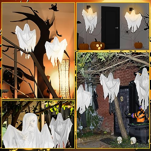 Libima 12 Pcs Halloween Hanging Ghost Decoration 27.5 Inch Cute Flying Ghost Ornaments Hanging Spooky Props for Halloween Party Garden Decor
