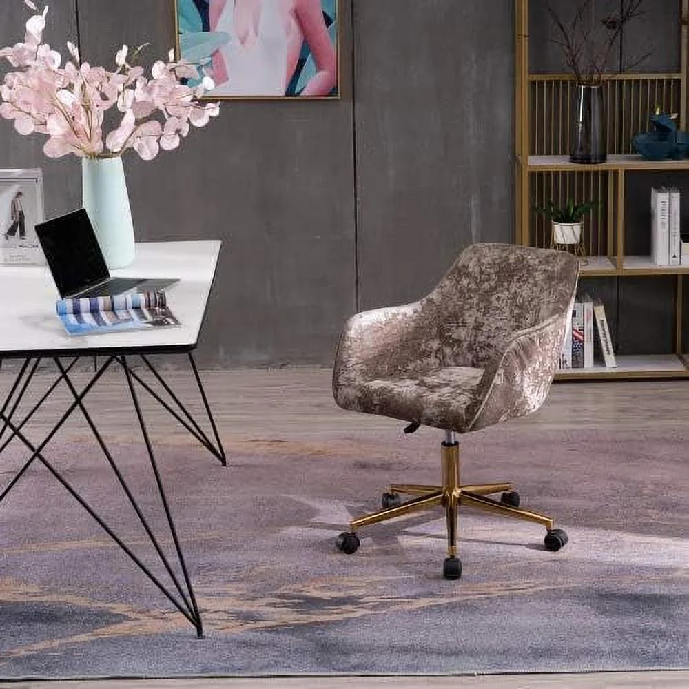 TJUNBOLIFE Velvet Fabric Desk Chair for Home Office  Swivel Task Chair  Modern Design Chairs for Bedroom Desk