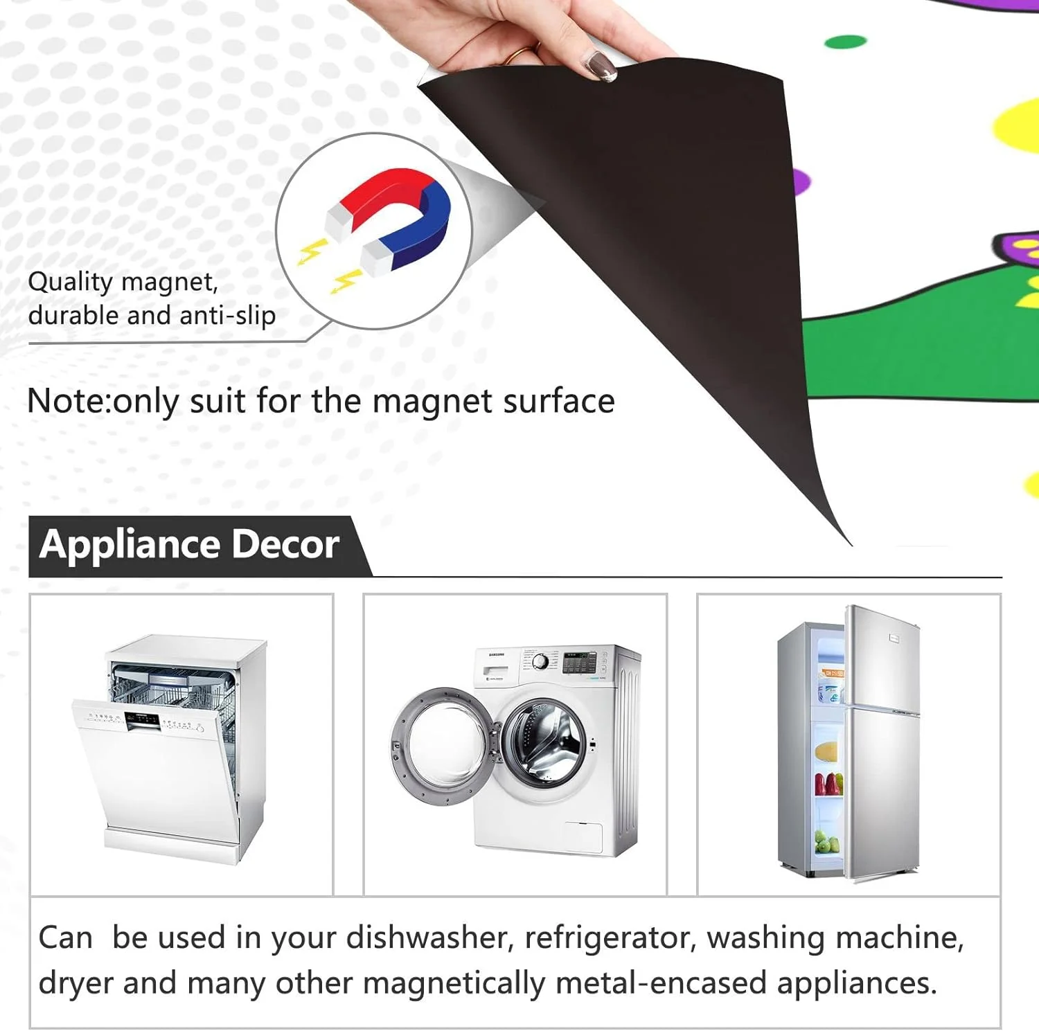 SKYSONIC Mardi Gras Cute Gnome Magnetic Dishwasher Sticker,Kitchen Decor Magnetic Cover Sticker for Household Appliances Washing Machine Refrigerator 23x26in126
