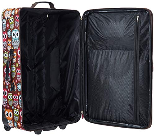 Rockland Vara Softside 3-Piece Upright Luggage Set, Expandable,Black dot, (20/22/28)