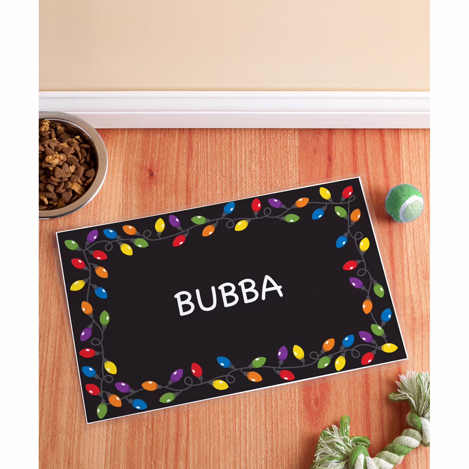 Personalized Pet Placemat - Christmas Lights - Brown