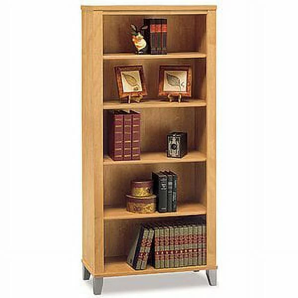 Bush Furniture Somerset 5 Shelf Tall Bookcase in Maple Cross Finish