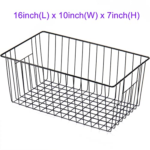 16inch Upright Freezer Organizer Baskets for 13-14,16-21 cu.ft Standup Freezer, Settle freezer chaos and reduce food waste effectively, Durable, Fully Use Space, Improve Air Circulate, Black, Pack 3