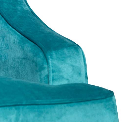 HomePop Velvet Swoop Arm Accent Chair, Suri Blue
