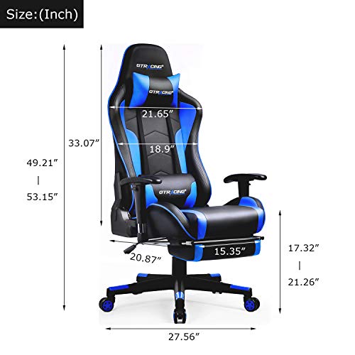 GTRACING Gaming Chair with Footrest Speakers Video Game Chair Bluetooth Music Heavy Duty Ergonomic Computer Office Desk Chair