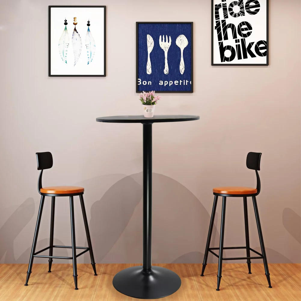 KKTONER Black Round Bar Table 24 in Top for Cocktail Bar Pub Dining Bistro (41.5 in H)