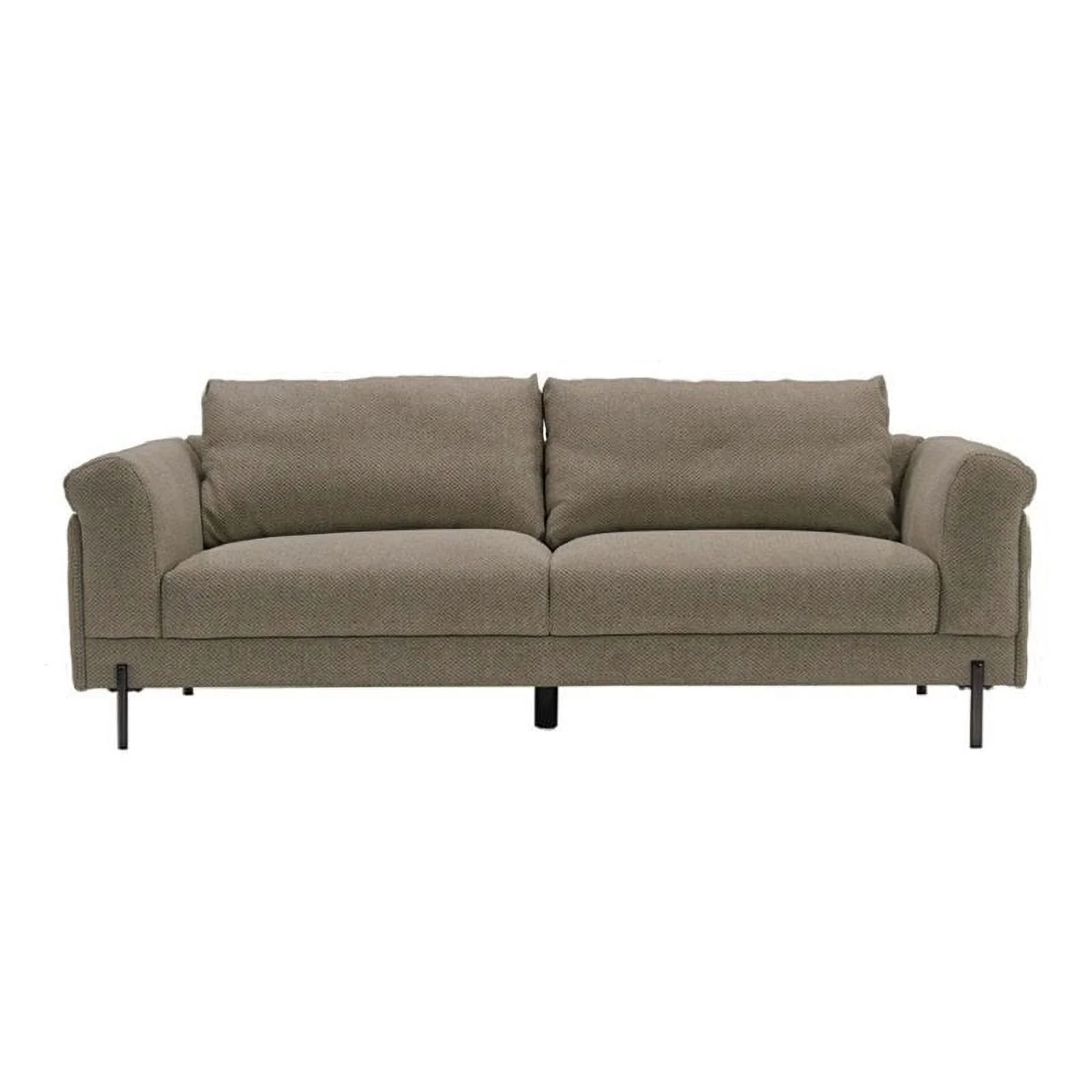 Divani Casa Hello Modern Polyester Fabric & Solid Wood Sofa in Beige