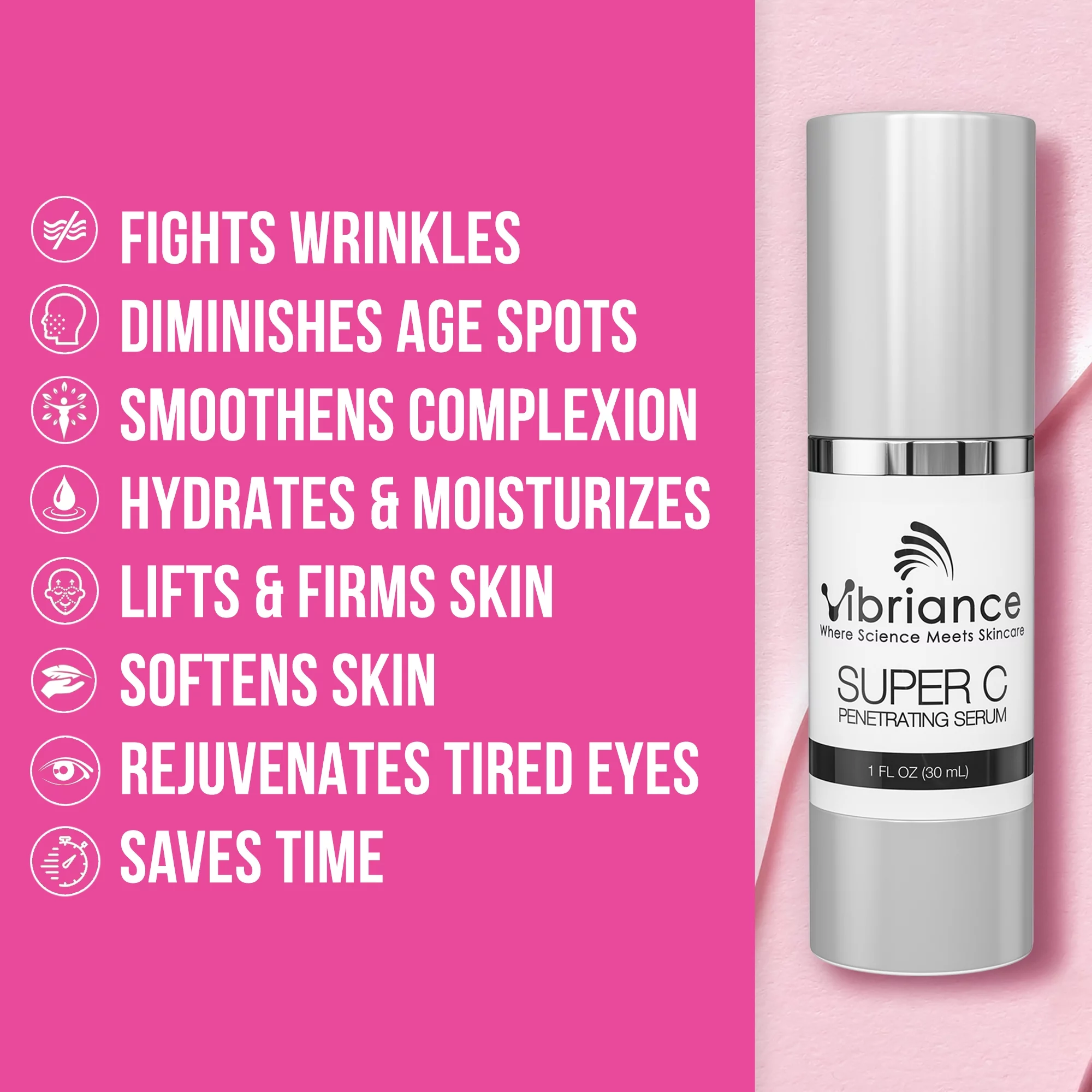 Vibriance Super C Facial Serum, with Vitamin C , Fragrance Free, 1 oz