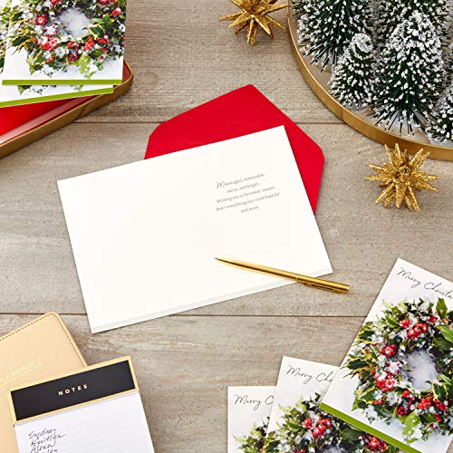 Hallmark Boxed Christmas Cards, Snowy Wreath (40 Cards and Envelopes)