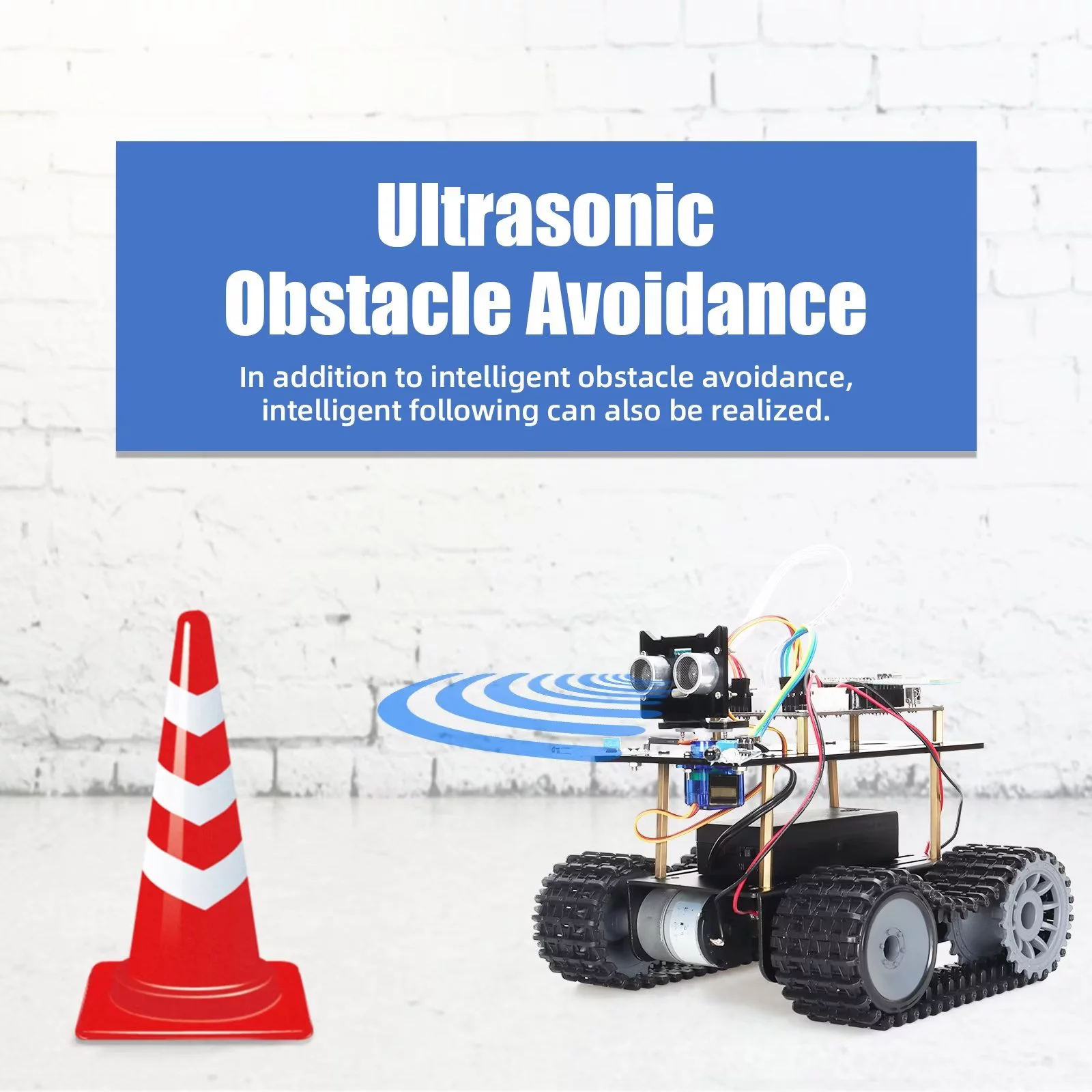 TSCINBUNY Smart Robot Car Kit, DIY Toy Car Robotic Kit Obstacle Avoidance IDE C/C++ Programmable Wireless Gesture Tank Smart Robot Car Kit