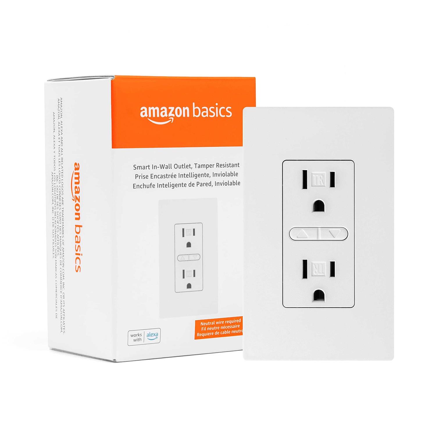 Amazon Basics Smart In-Wall Outlet with 2 Individually Controlled Outlets - Shop Hardware Tools Online Store