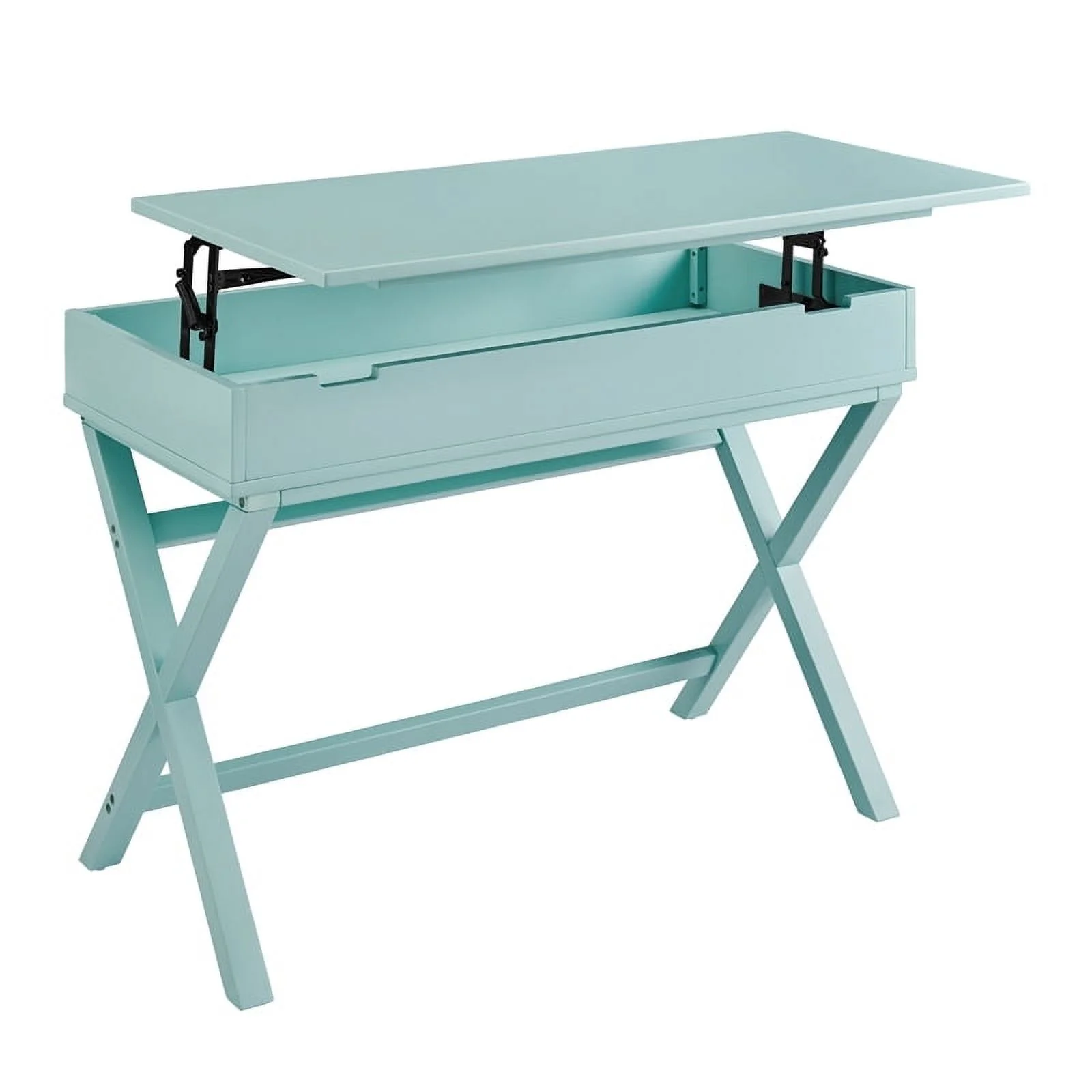 Riverbay Furniture Transitional Wood Lift Top Stand Up Desk in Turquoise Blue