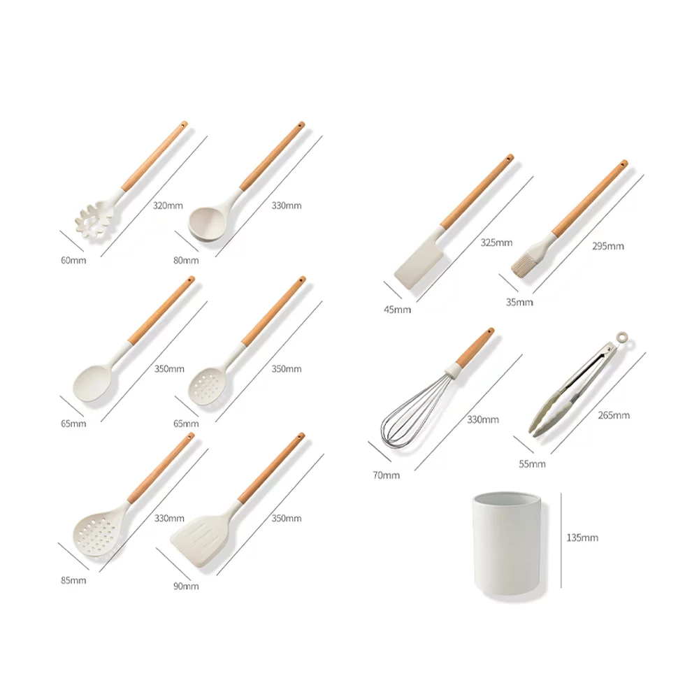 Dazzduo Kitchenware set,Silicone Utensil Set Tools Wooden Handle Kitchen Tools Kitchen Tools Wooden Set 10 PCS Heat Resistant Kitchen Resistant Kitchen Tools Non-Stick Kitchen Utensils