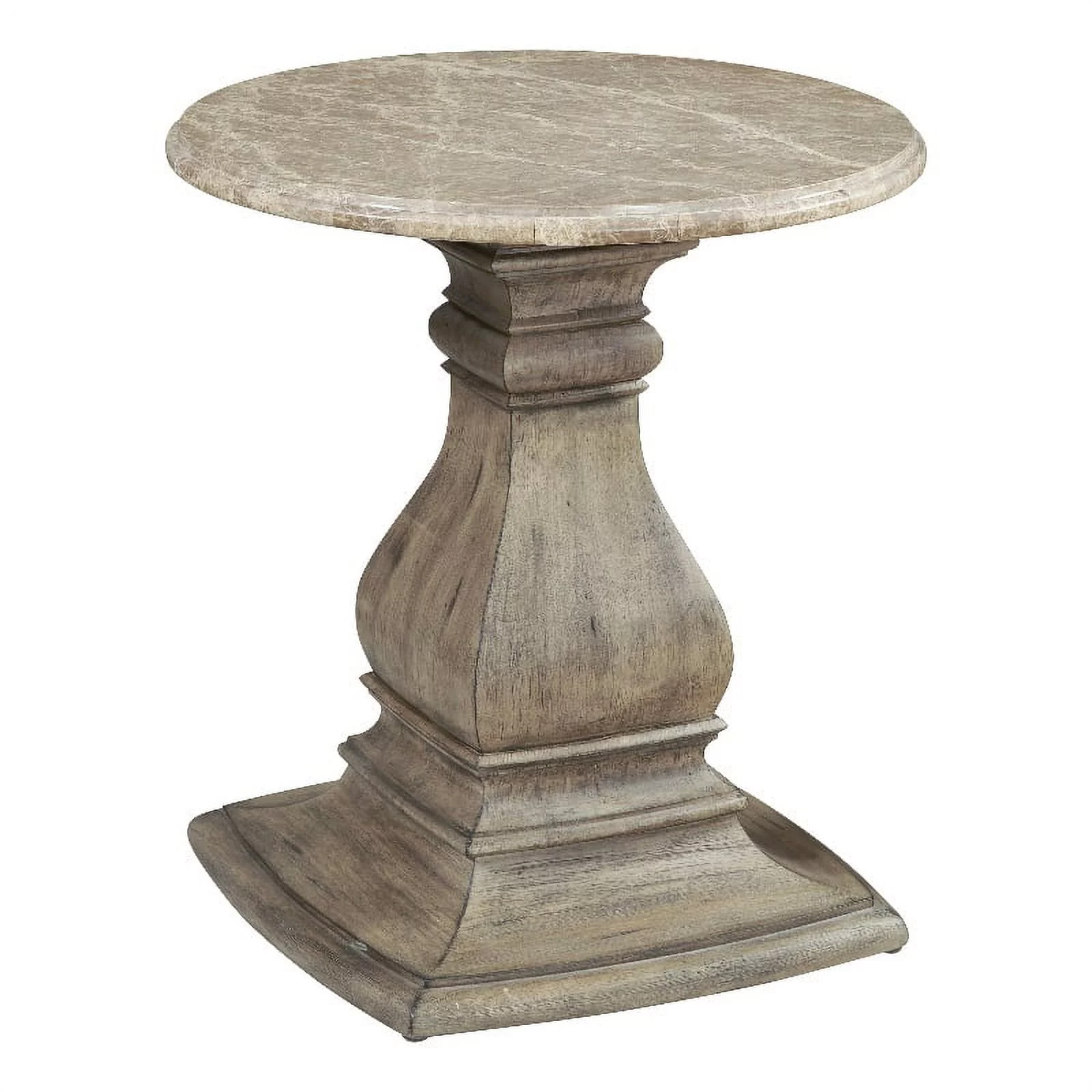 Garrison Cove Stone-Top Round Side Table in Honey Brown by Pulaski Furniture