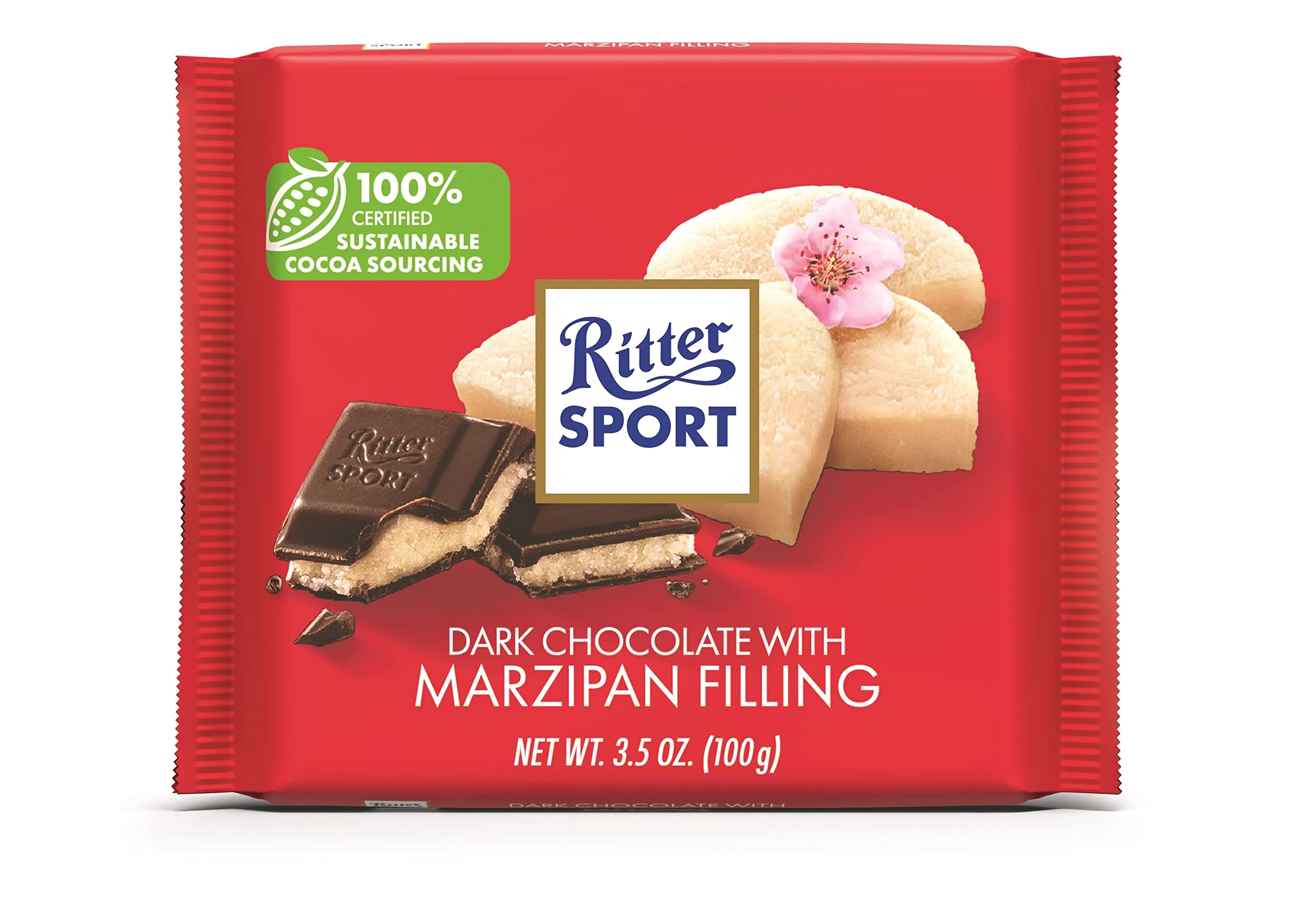 Ritter Sport Bars, Dark Chocolate with Marzipan, 3.5 Ounce (Pack of 12)