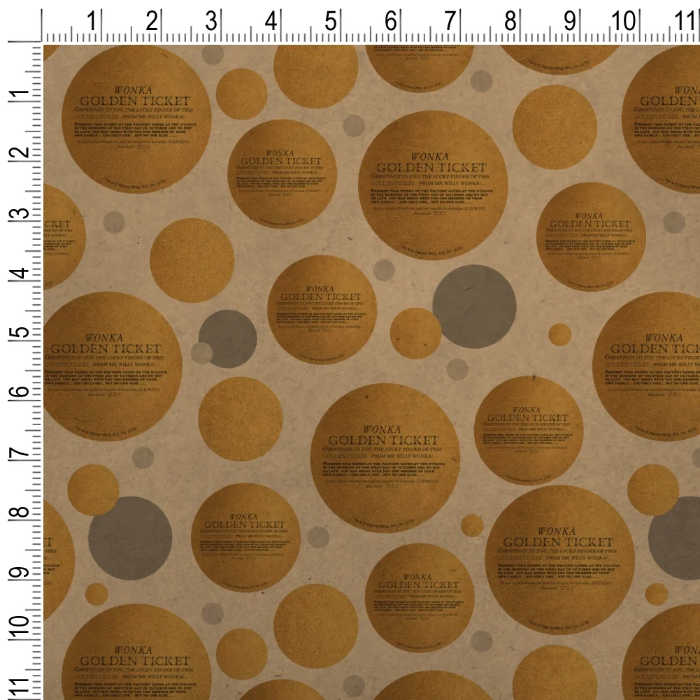 Willy Wonka and the Chocolate Factory Golden Ticket Premium Kraft Gift Wrap Wrapping Paper Roll