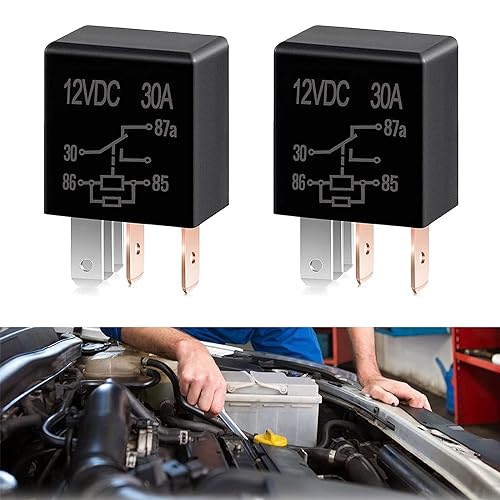 2 PCS Car 5-pin Relay,Multi-Purpose Automotive Relay Heavy Duty Standard Relay for Car Motor,12V/24V 30A Multi-Function Start Relay,Universal Accessories for Most Cars (Black)