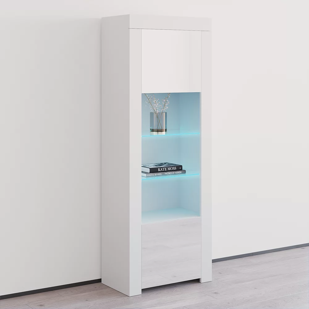 Milano Bookcase Matte Body & High Gloss Fronts, White