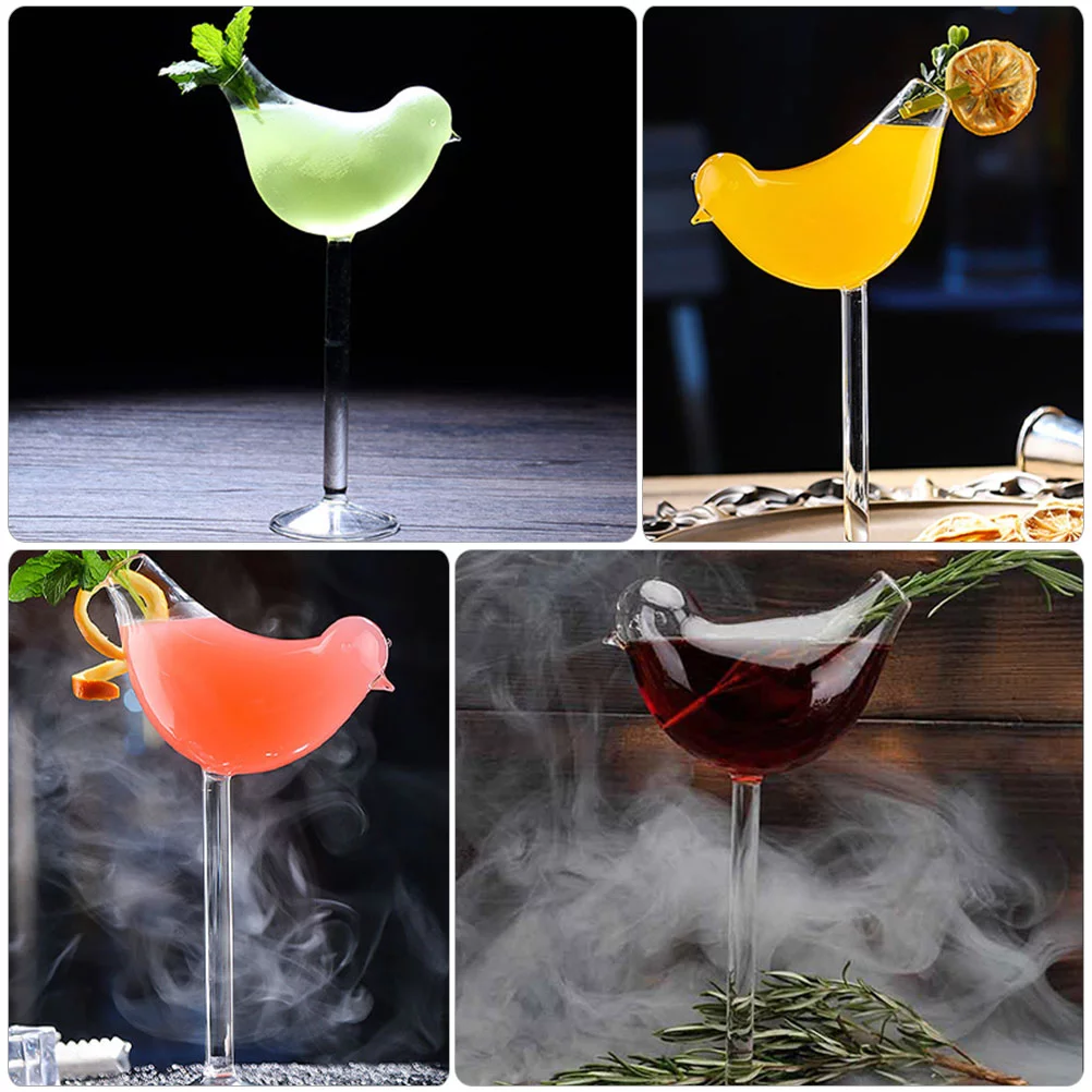 4pcs Glass Drinking Cup Smoke Cocktail Drinking Cup Glass Wine Container