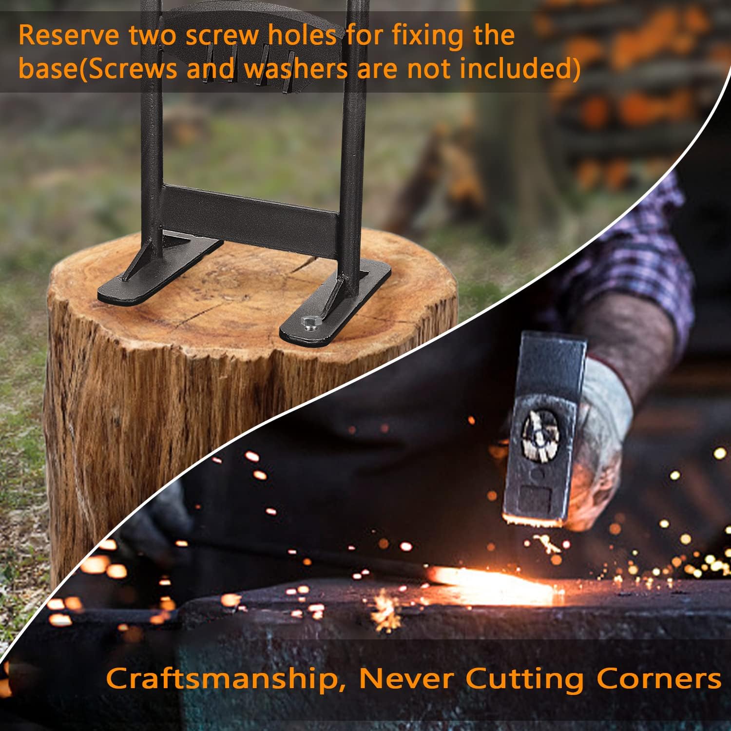 GARDRIT Wood Splitter Cast Steel Firewood Kindling Splitter, Heavy Duty Manual Log Splitter Wedge High-Impact Kindling Splitter Cracker Firewood Cutter