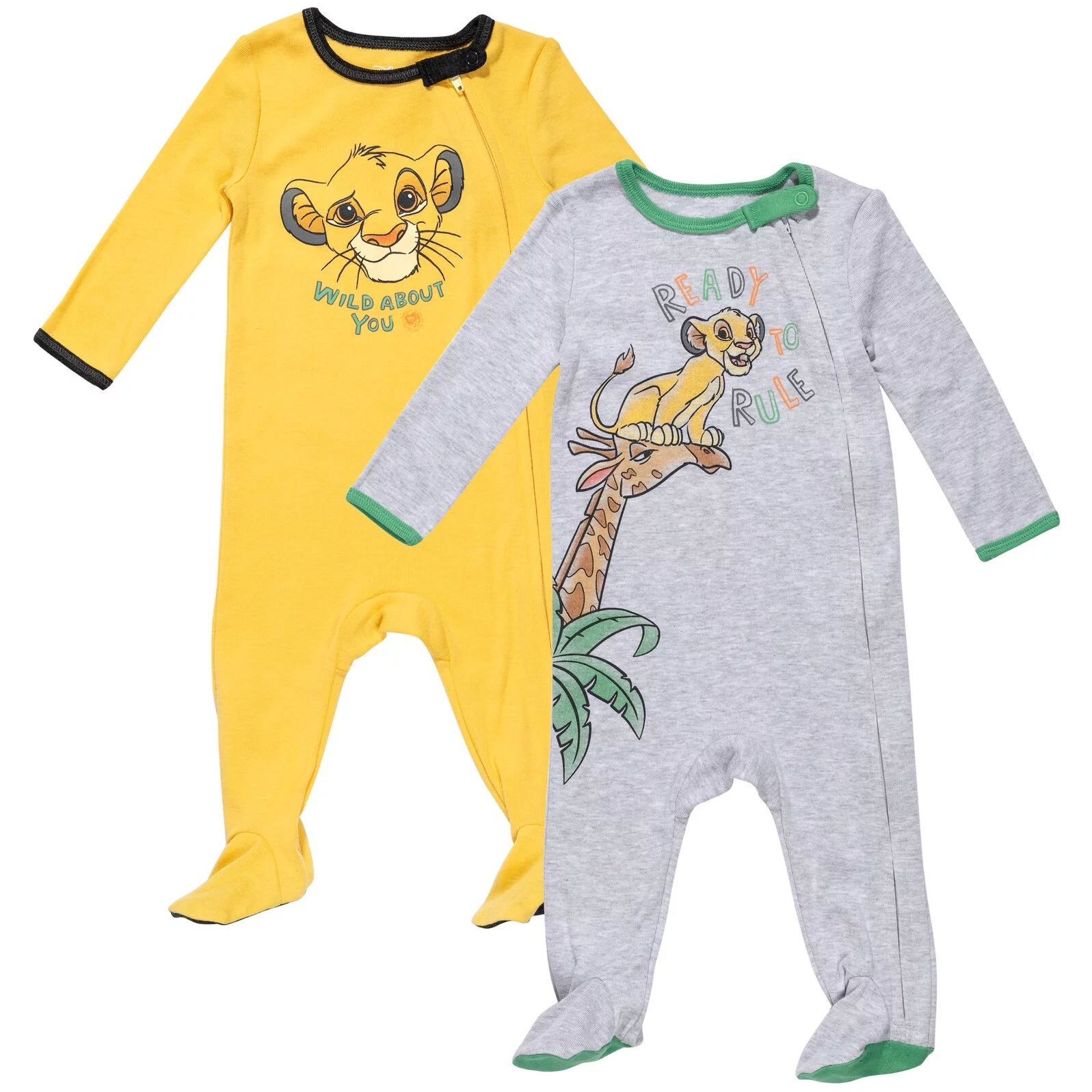 Disney Lion King Simba Newborn Baby Boys 2 Pack Zip Up Snap Sleep N' Plays Newborn to Infant