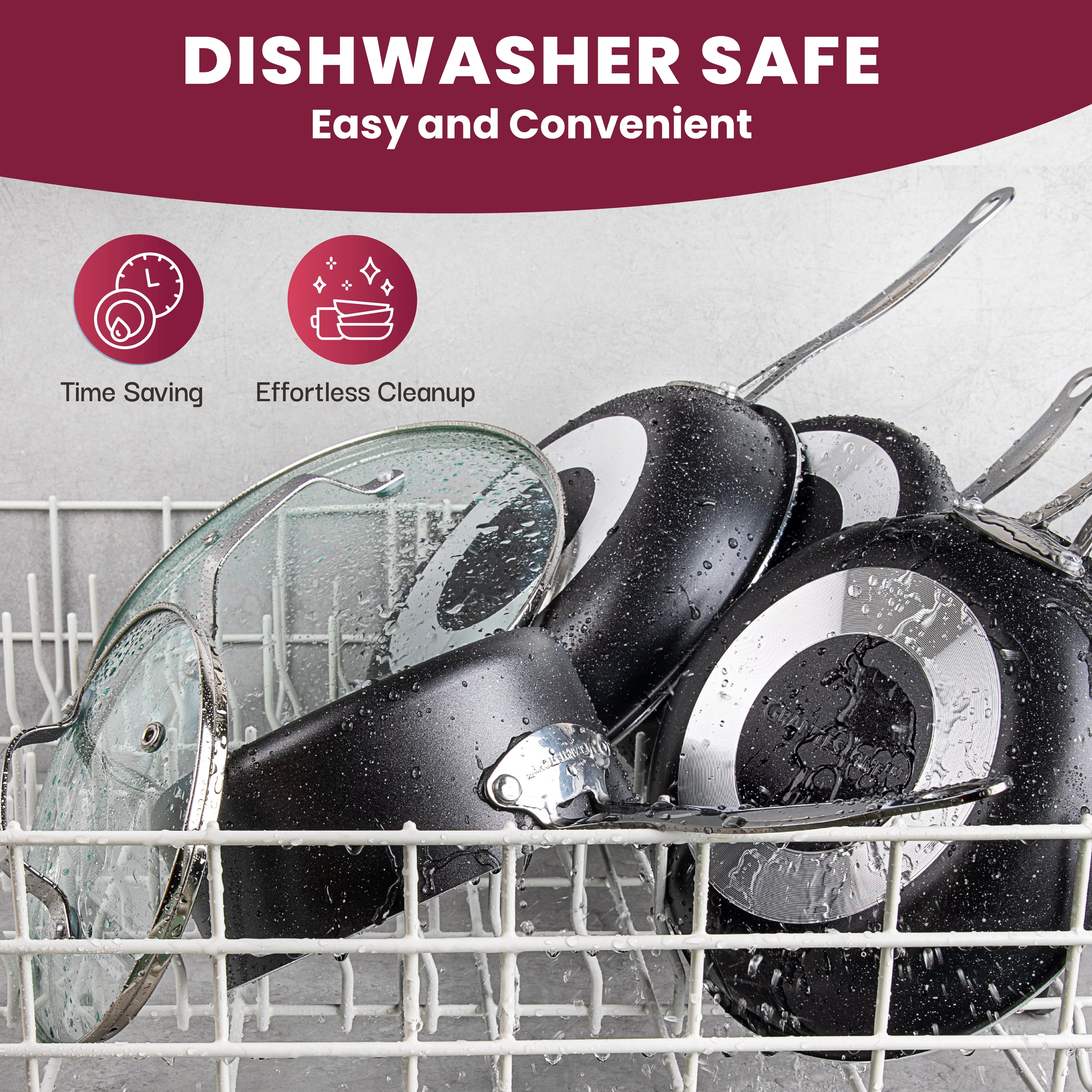 Granite Stone Pots and Pans Set Nonstick Cookware Bakeware Set Dishwasher Oven Safe Black 20 Pcs