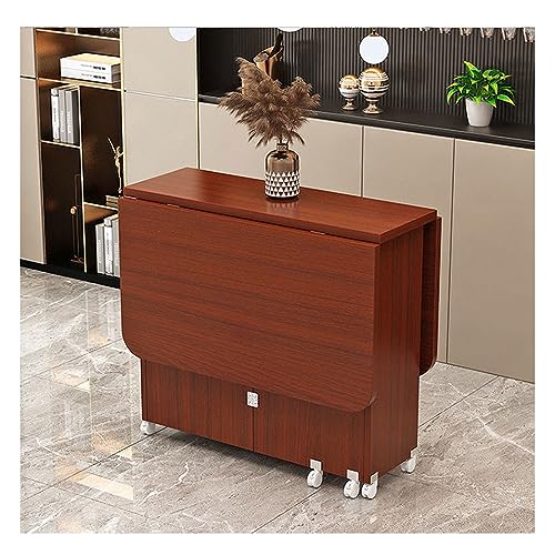 Extendable Dining Table, Folding Kitchen Table, Drop Leaf Dining Table, Wood Extendable Table Dining, Saving Space, Moveable Kitchen Desk Table (B 140cm/55in)