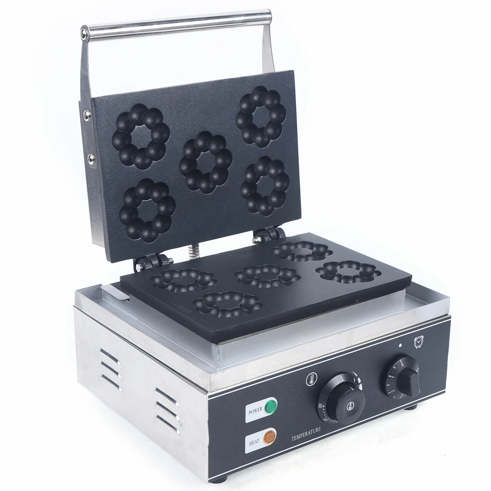 Mkyiongou Commercial Electric Mini Donut Making Machine Nonstick Waffle Baker Maker 1500W