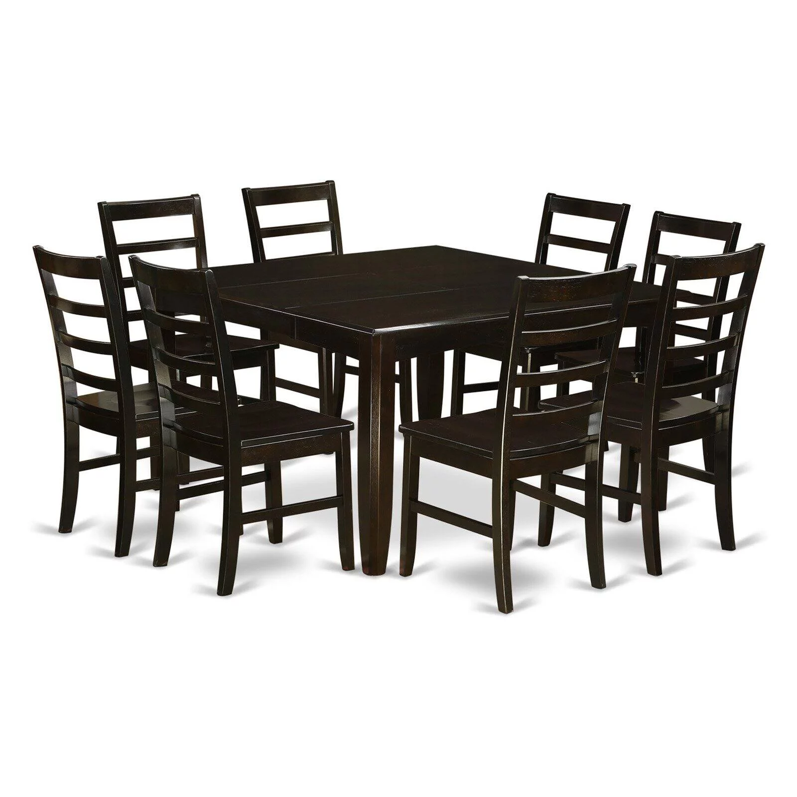 PARF9-BLK-C 9 Pc Dining room set-Square Dining Table with Leaf and 8 Dining Chairs