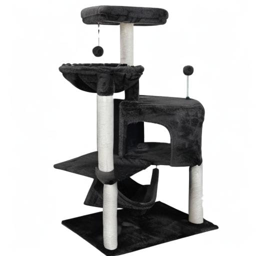 YUNIQUE Cat Tree with Cat Condo and Big Hammock, Grey