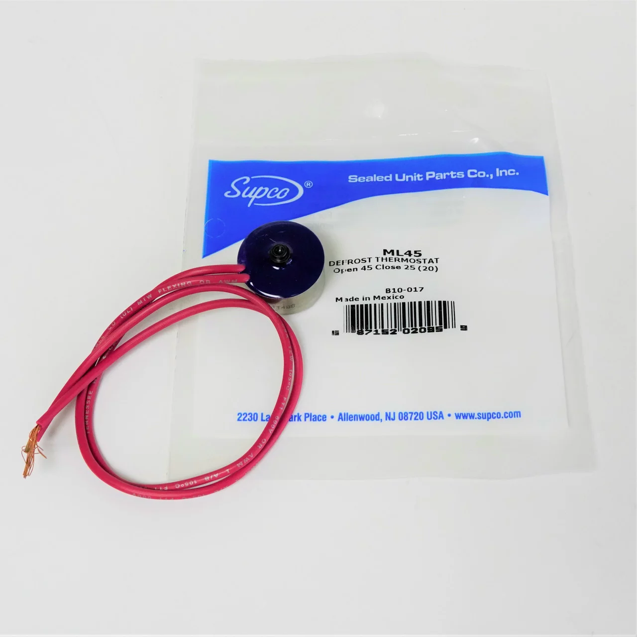 Supco ML45 ML45 SUPCO Refrigerator Defrost Thermostat L-45 degree for WR50X45 AP2071240