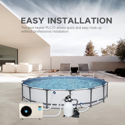 Above Ground Pool Heater EU50, Max 16184BTU Up to 5000gallons Electric Swimming Pool Heat Pumps, Titanium Heat Exchanger, 5.62 COP, 110V/120V, Fits 8/11/15 Foot Pools Heating Pool Warmer