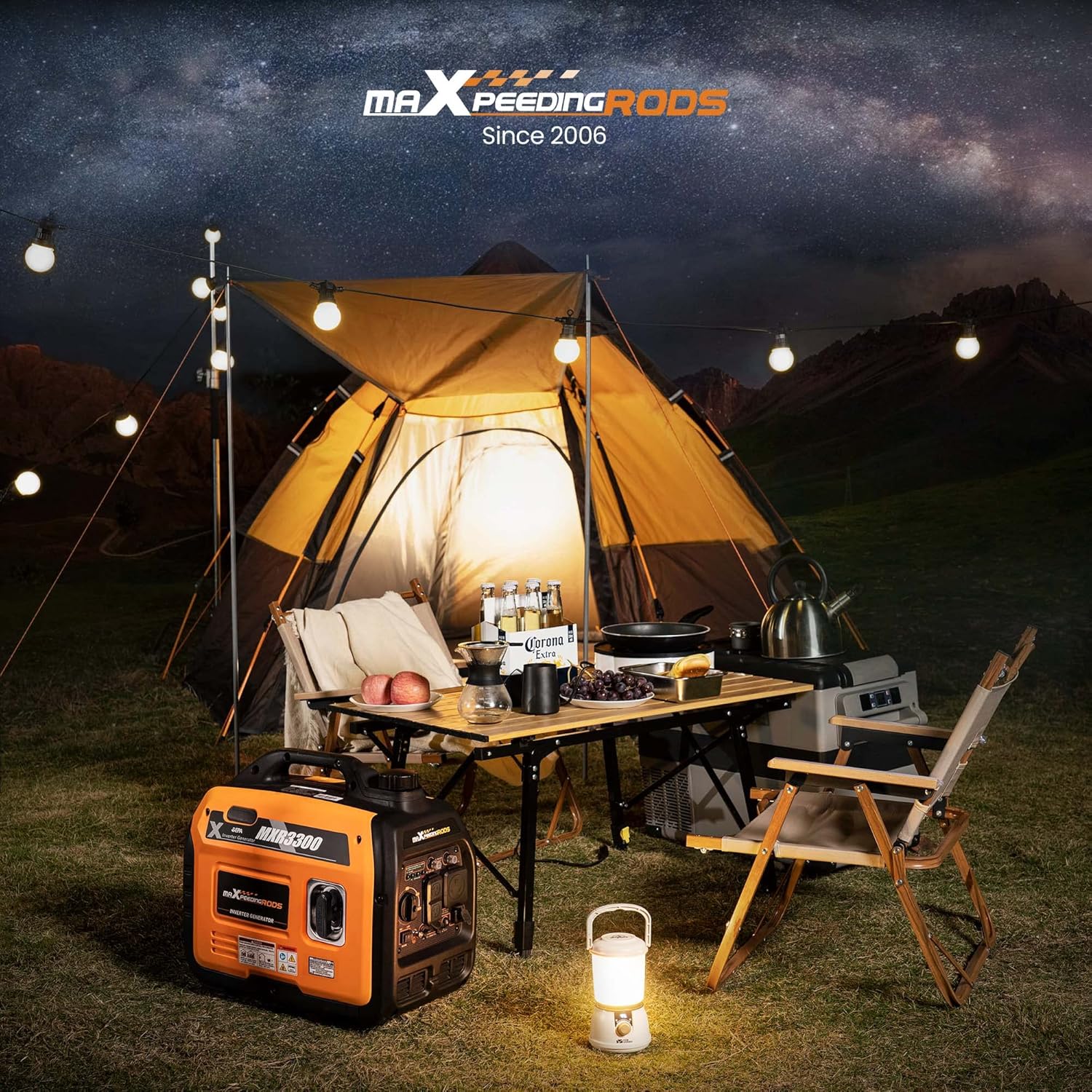 maXpeedingrods Portable Inverter Generator 3000W/3300W, Gas Powered Quiet Generator, EPA Compliant, for Home Camping Jobsites Woodwork, Co Alarm, RV Ready