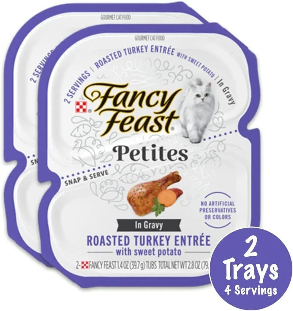 Fancy Feast Petites in Gravy Wet Cat Food Chicken Turkey Beef Salmon and Whitefish Variety Pack 20 Servings