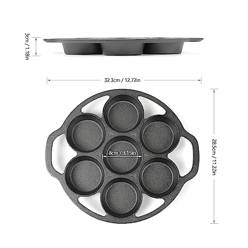 Cast Iron Fried Egg Pan biscuit muffins and scones cake Pan With 7-Mold Design