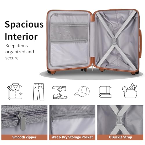 Lightweight Luggage with Spinner Wheels & YKK Zipper, 3-Piece Travel Suitcase ABS+PC Hardshell Luggage Set with TSA Lock, Light Avocado Green (20+24+28 inch)