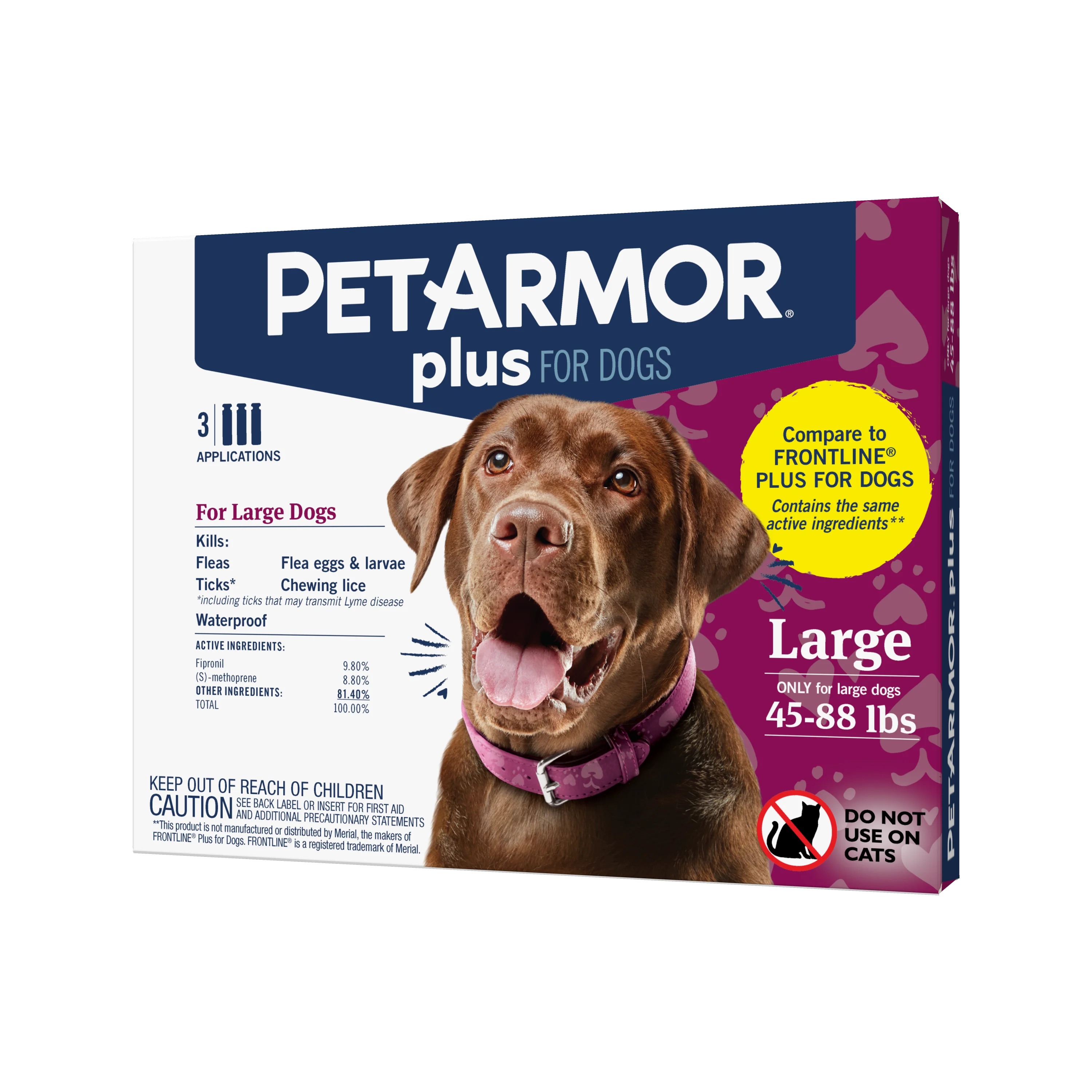 PetArmor Plus Flea & Tick Prevention for Large Dogs 45-88 lbs, 3 Month Supply