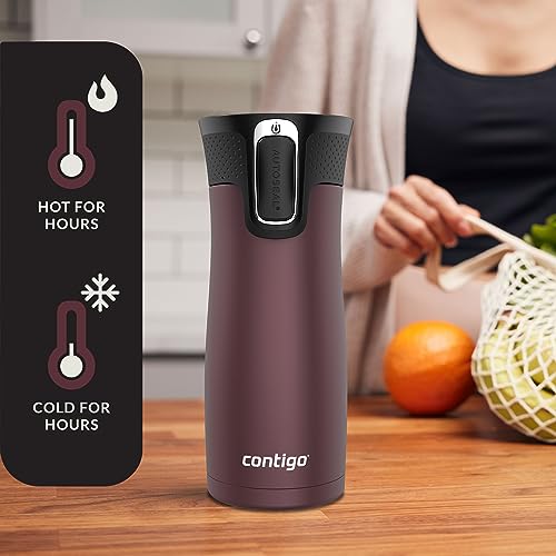 Contigo AUTOSEAL West Loop Vacuum-Insulated Stainless Steel Travel Mug with Easy-Clean Lid 20 oz Sake