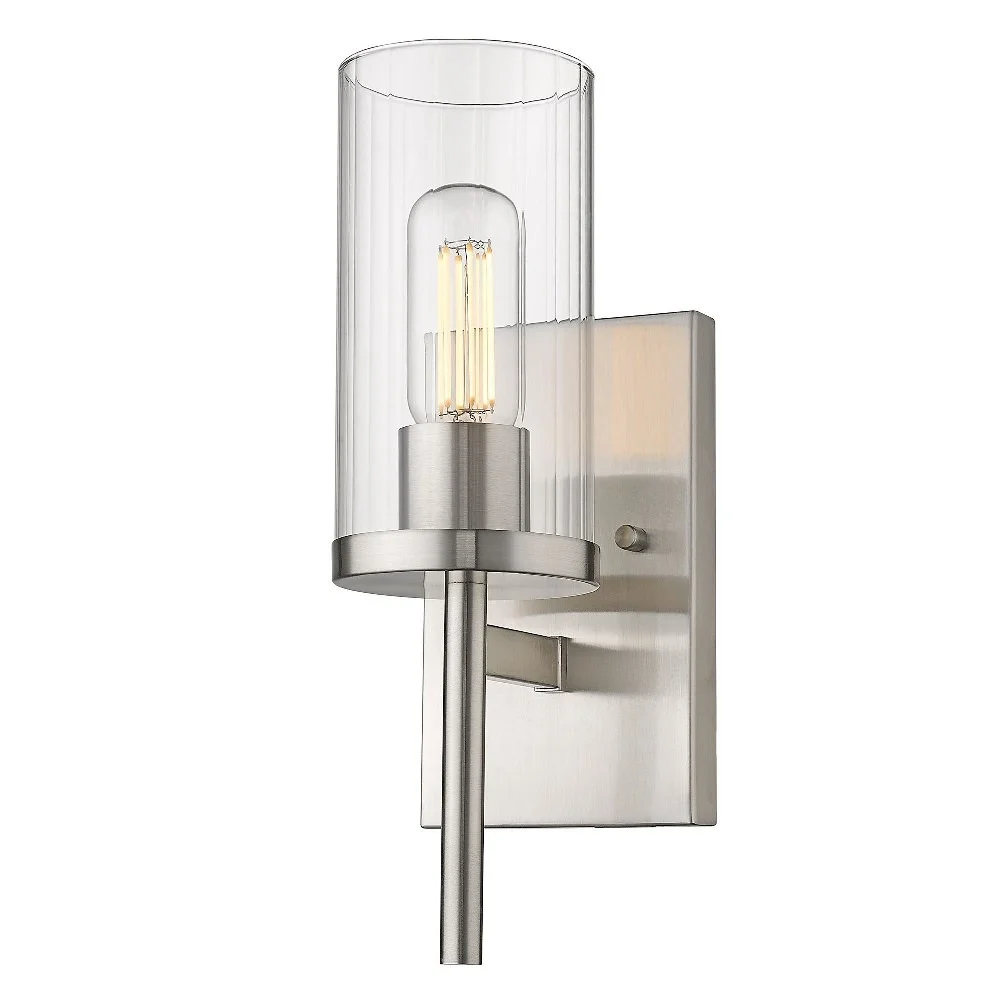 Winslett 1 Light Wall Sconce in Pewter with Ribbed Clear Glass
