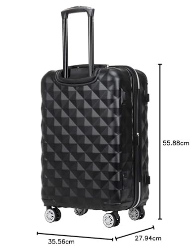 Kenneth Cole REACTION Diamond Tower Collection Lightweight Hardside Expandable 8-Wheel Spinner Travel Luggage, Black, 20-Inch Carry On