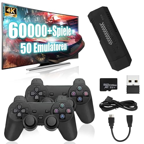 KINMRIS X2 Plus Retro Gaming Console 256G Built-in 60000 3D Games 50+ emulators 4K HD Video Game Stick Plug&Play With Two Wireless Controller