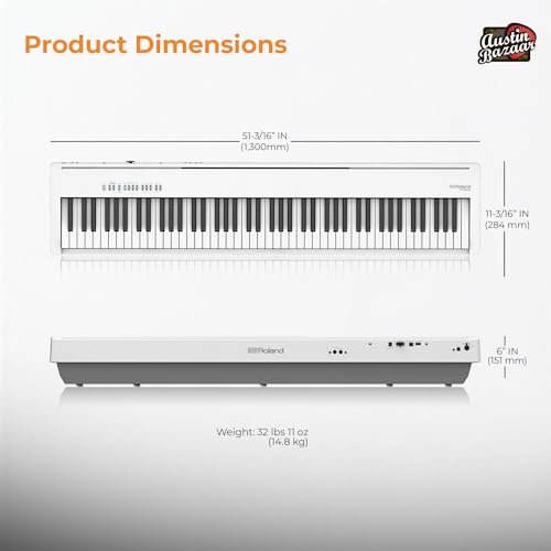 Roland FP-30X 88-Key Digital Piano - Black Bundle with Adjustable Stand, Bench, Sustain Pedal, Online Piano Lessons, Instructional DVD, and Austin Bazaar Polishing Cloth