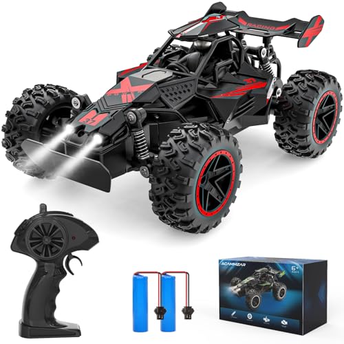 ACAMMZAR Remote Control Car, 1:18 High Speed RC Car for Kids, 20KM/H Monster RC Truck Off Road with Lights Toys for Boys, Green