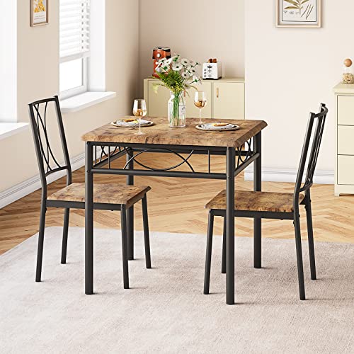 CABIHOME Dining Table Set for 4, Kitchen Table Set with 4 Chairs, Rectangular Dining Table Set for 4, Kitchen Table Set for Apartment, Small Space, Dining Room, Retro Brown