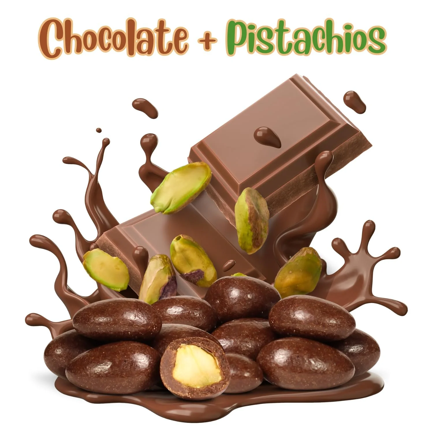Milk Chocolate Covered Pistachios by It's Delish, 48 oz Jumbo Container,  Kosher Dairy Candy Nuts
