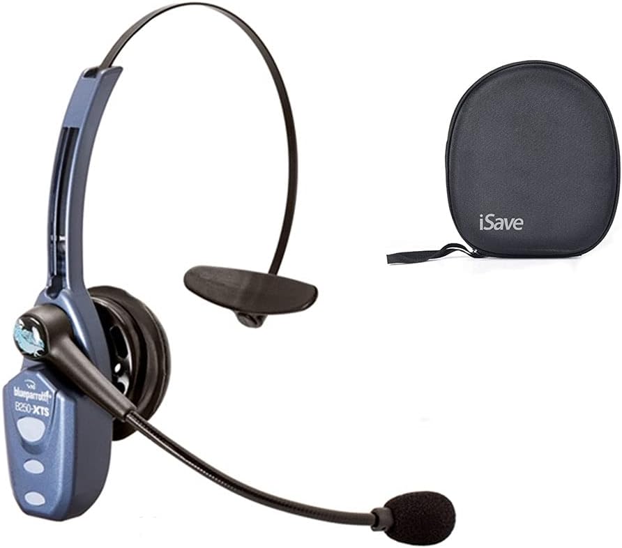 BlueParrott B250-XTS (203890) Noise Cancelling Wireless Bluetooth Headset w/ iSave Protective Carrying Case with 20 Hours of Talk time